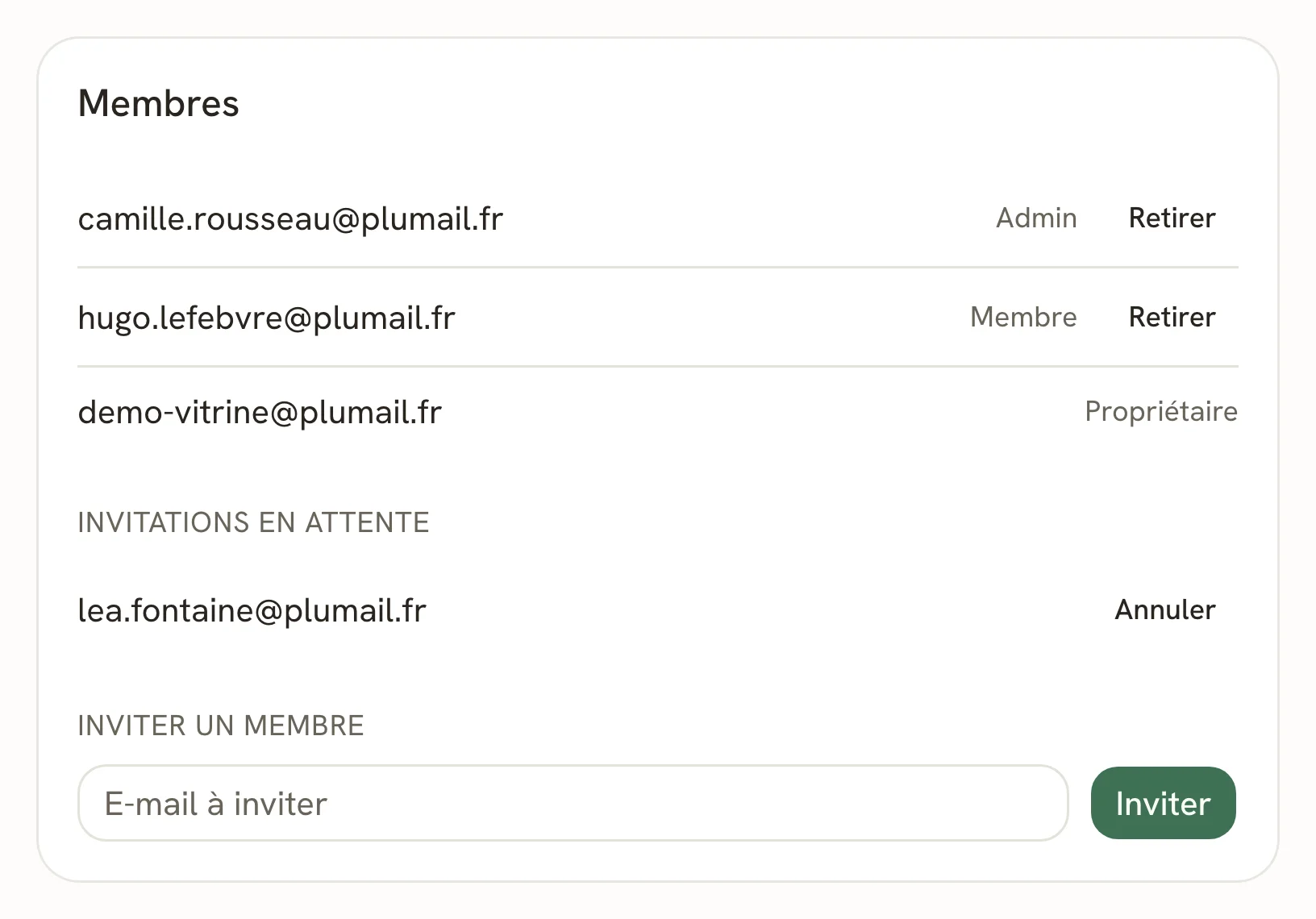 L'espace de travail Plumail